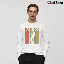 Men’s miles davis paint brush jazz art inspired Long-Sleeve Shirt in white | Sleek, Lightweight, Year-Round Wear
