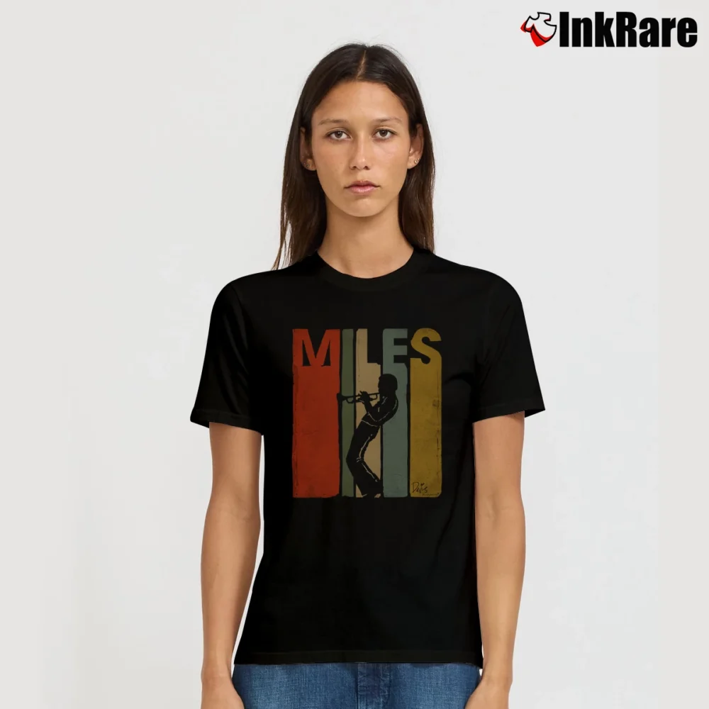 Women’s miles davis paint brush jazz art inspired Signature T-Shirt in black | Soft, Flattering Fit