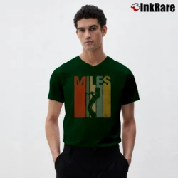 Men’s miles davis paint brush jazz art inspired V-Neck Tee in forest green | Sharp, Breathable, Everyday Staple
