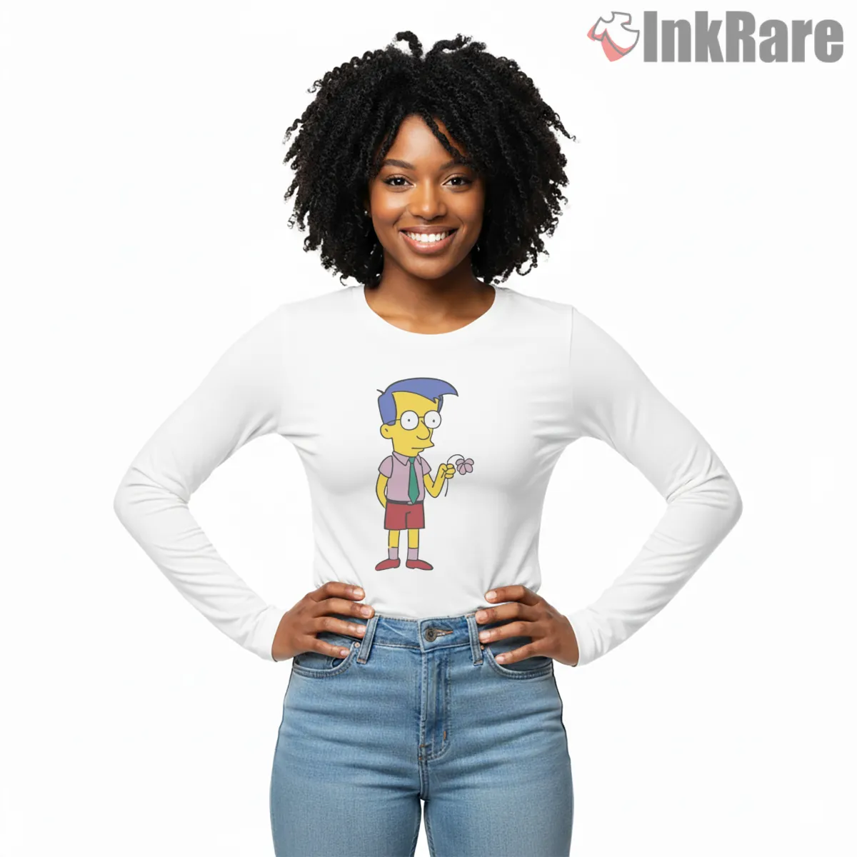 Milhouse The Dud Simple Character Cartoon Long Sleeve White Milhouse The Dud Simple Character Cartoon Shirt on white long sleeve shirt for women graphic tee