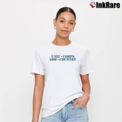 Women’s Military Soldiers God Country Marines Army Signature T-Shirt in white | Soft, Flattering Fit