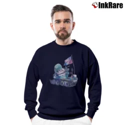 Men’s Milkboy Cat Army Beauty Beast Japanese Graphic Crewneck Sweatshirt in navy | Cozy Fabric, Clean Style