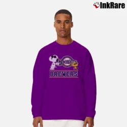 Men’s Milwaukee Brewers Snoopy Long-Sleeve Shirt in purple | Sleek, Lightweight, Year-Round Wear