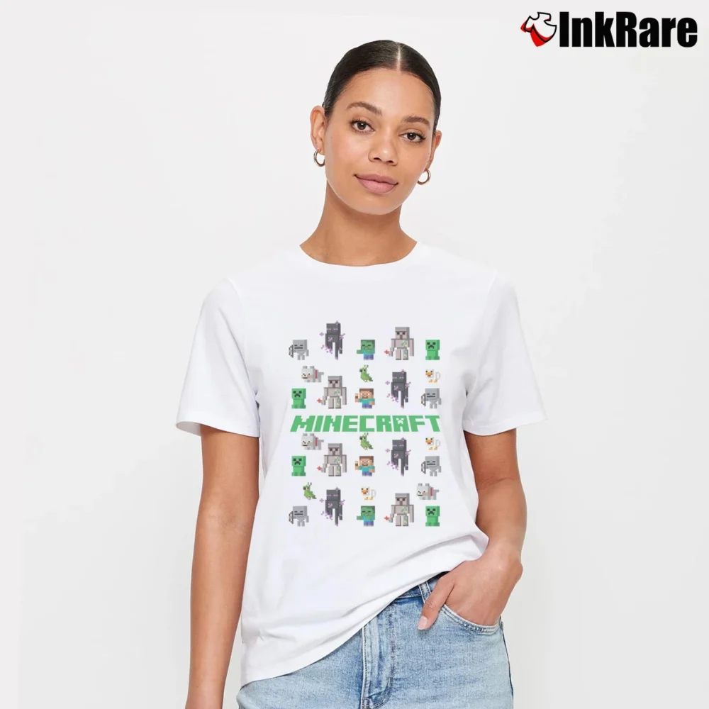 Women’s Minecraft All Right Sprites T-Shirt in white | Soft, Flattering Fit