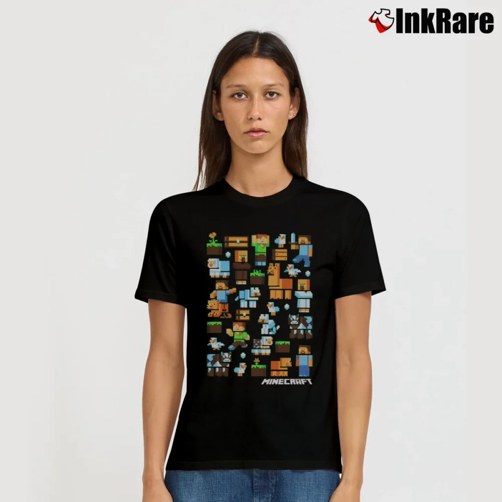Women’s Minecraft Animals And Plants T-Shirt in black | Soft, Flattering Fit