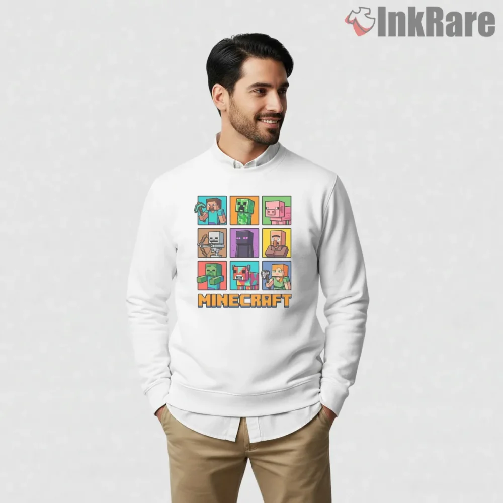 Minecraft Character Spawn Grid Pixel Collection Shirt on graphic shirt for men graphic tee