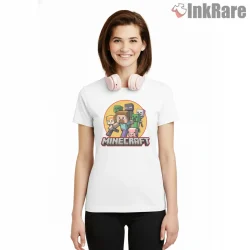 Minecraft Classic Character Circle Group Shirt on white short sleeve shirt for women graphic tee