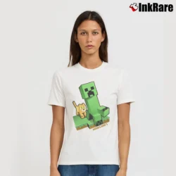 Women’s Minecraft Craftable Creeper Chase T-Shirt in white | Soft, Flattering Fit