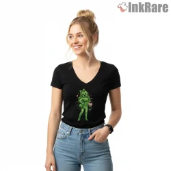 Minecraft Creeper Girl Cute Gamer Aesthetic Shirt on black v-neck shirt for women graphic tee