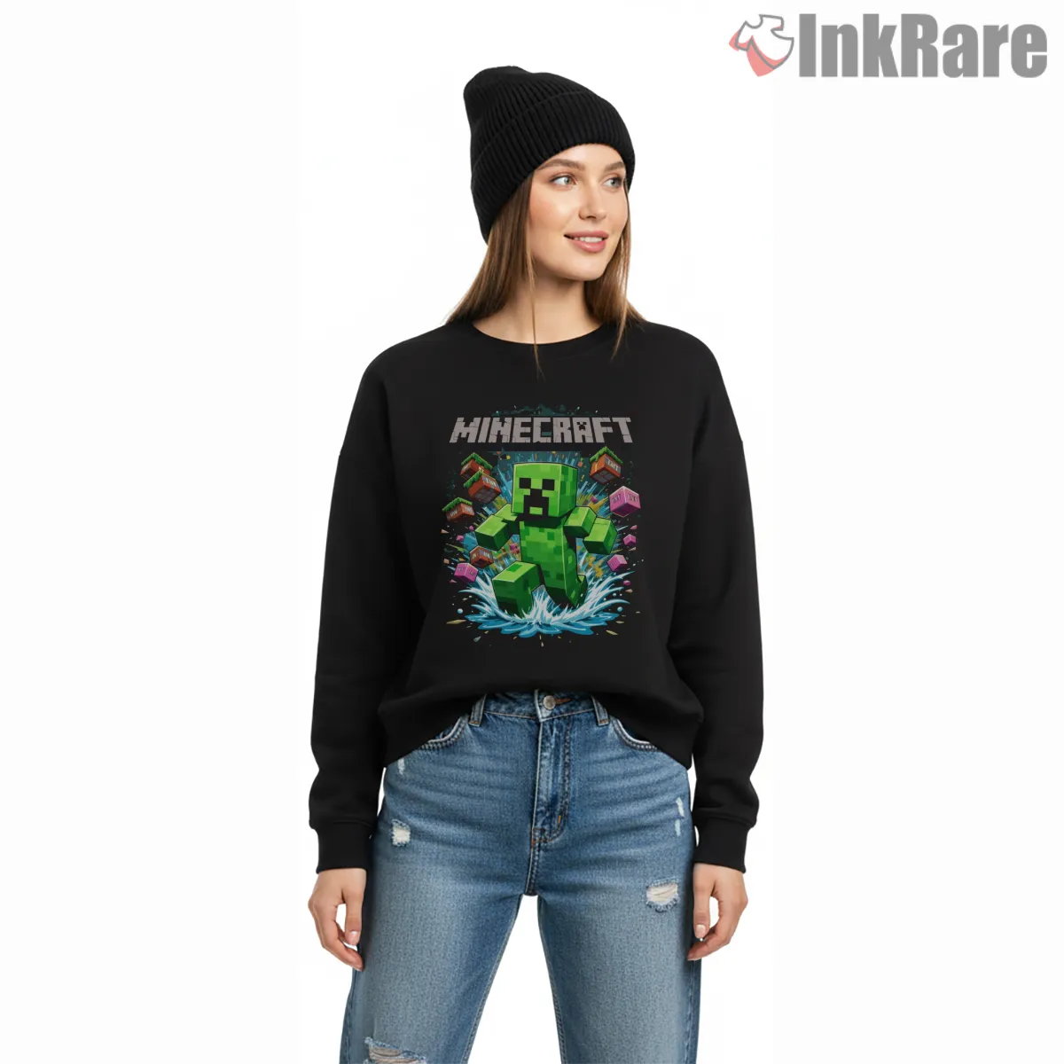 Minecraft Creeper Splash Water Action Shirt Minecraft Creeper Splash Water Action Shirt on graphic shirt for women graphic tee