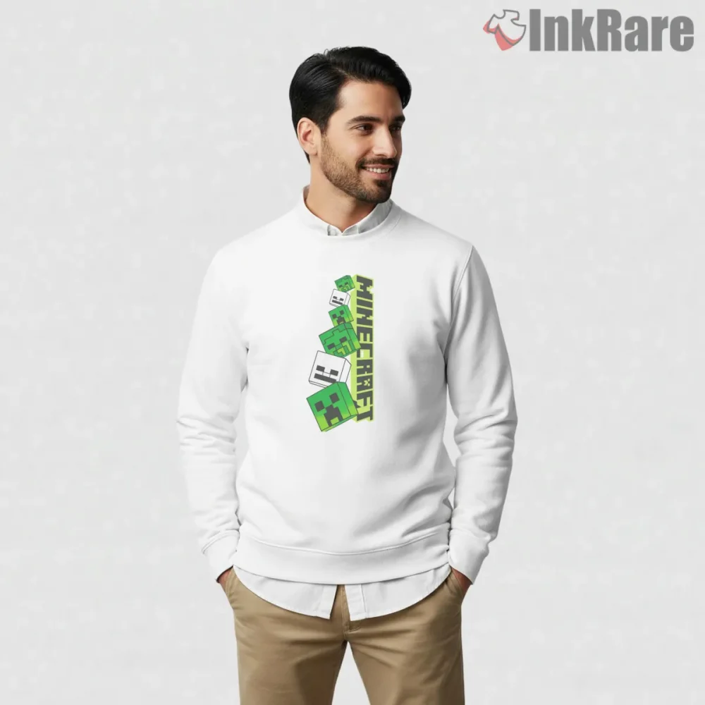 Minecraft Creeper Stack Vertical Pixel Tower Shirt on graphic shirt for men graphic tee