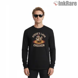Minecraft Lava Chicken Meme Pixel Humor Shirt on black long sleeve shirt for men graphic tee