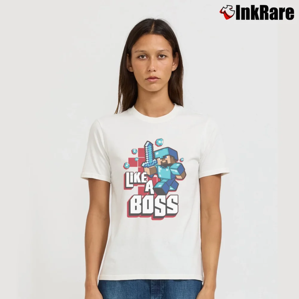 Women’s Minecraft Like A Boss T-Shirt in white | Soft, Flattering Fit