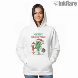Minecraft Merry Creepmas Chicken Jockey Holiday Shirt on white hoodie for women graphic tee