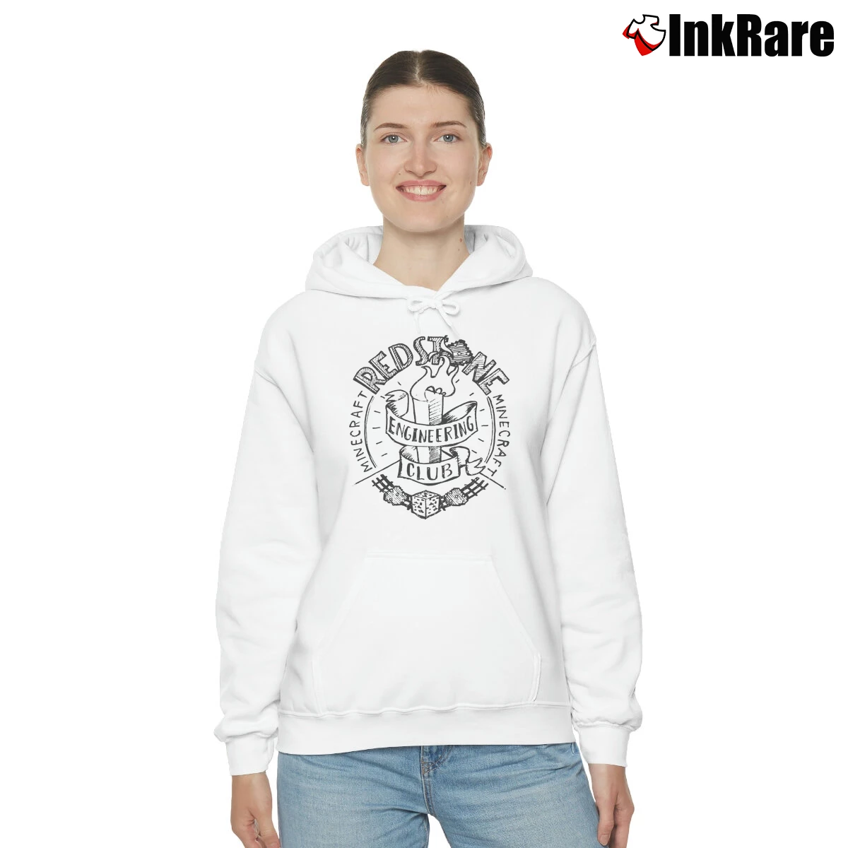 Women’s Minecraft Redstone Engineering Club Cozy Hoodie in white | Warm, Structured, Stylish