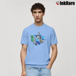 Men’s Minecraft Run Away Steve Gamer Classic T-Shirt in light blue | Soft, Breathable Everyday Wear