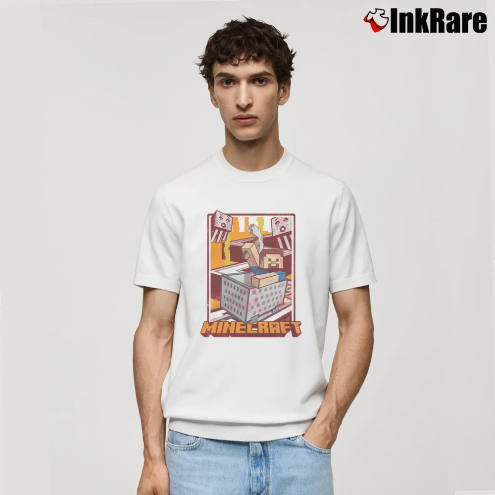 Men’s Minecraft Runaway Cart Classic T-Shirt in white | Soft, Breathable Everyday Wear