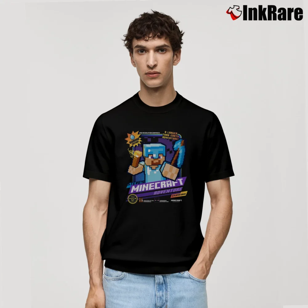 Men’s Minecraft Steve's Adventure 16 Bit Classic T-Shirt in black | Soft, Breathable Everyday Wear