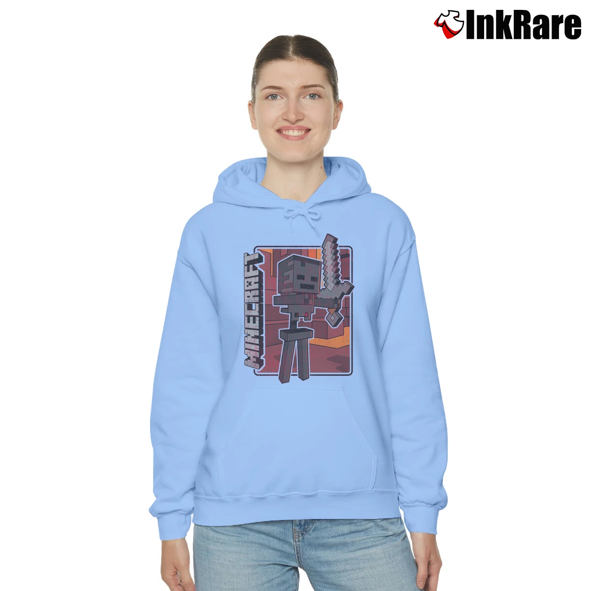 Women’s Minecraft Wither Skeleton Cozy Hoodie in light blue | Warm, Structured, Stylish