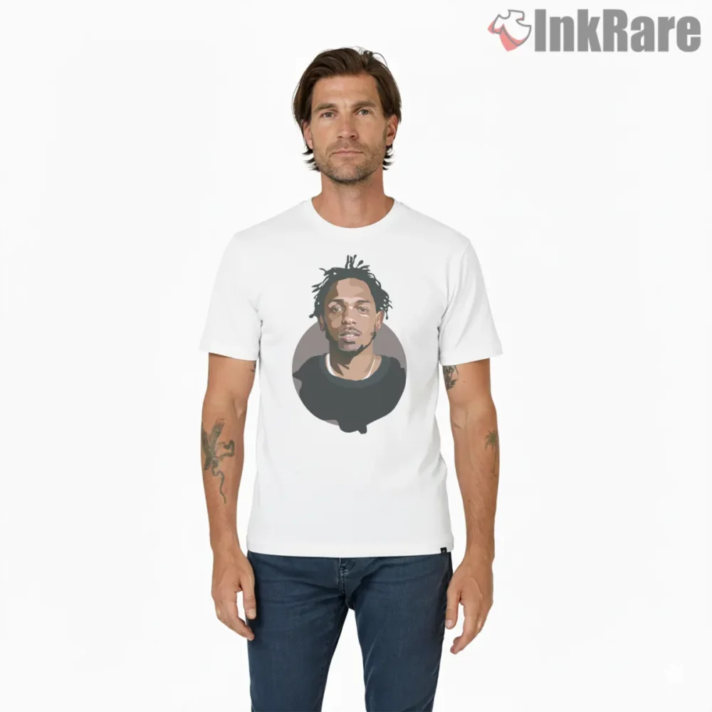 Minimal Portrait Kendrick Lamar Neutral Tone Art Shirt on white short sleeve shirt for men graphic tee