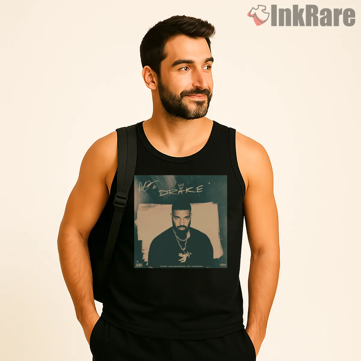 Minimal Rapper Drake Mic Portrait Tank Top Black Minimal Rapper Drake Mic Portrait Shirt on black tank top for men graphic tee
