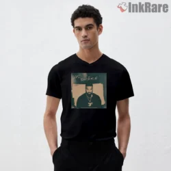Minimal Rapper Drake Mic Portrait Shirt on black v-neck shirt for men graphic tee