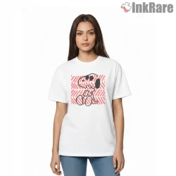 Minimal Snoopy And Woodstock Line Art Shirt on white short sleeve shirt for women graphic tee