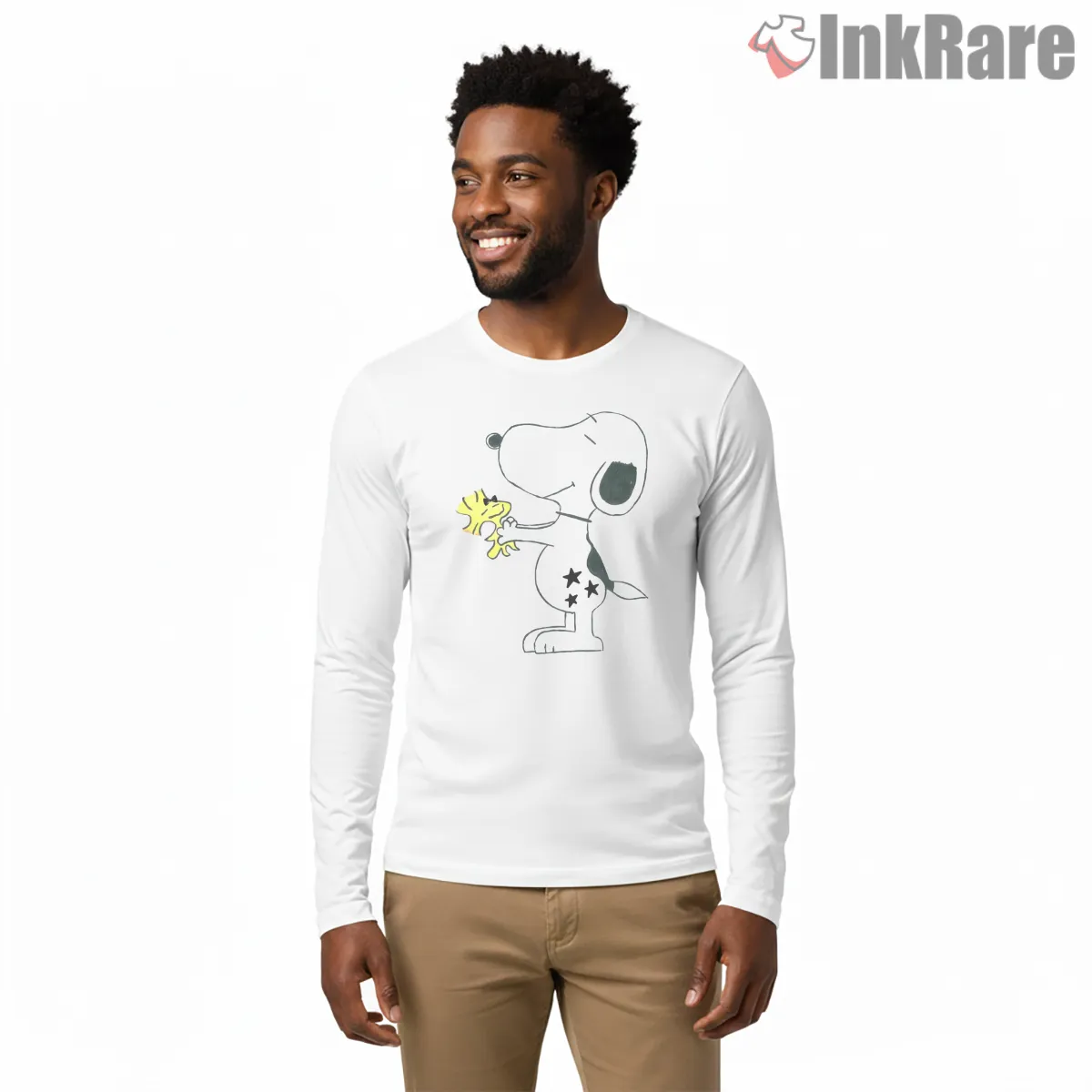 Minimal Snoopy Profile Classic Long Sleeve White Minimal Snoopy Profile Classic Shirt on white long sleeve shirt for men graphic tee