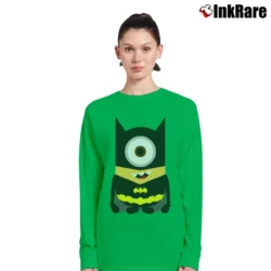 Women’s Minion Batman Cartoon Parody DC Comics Long-Sleeve Top in irish green | Sleek, Versatile, All-Season