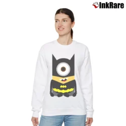 Women’s Minion Batman Cartoon Parody DC Comics Relaxed Sweatshirt in white | Soft, Laid-Back Vibe