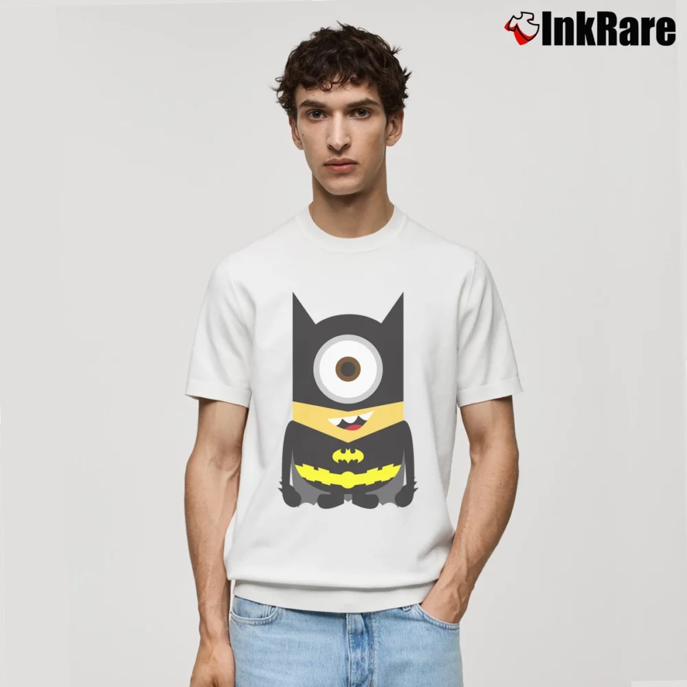 Men’s Minion Batman Cartoon Parody DC Comics Classic T-Shirt in white | Soft, Breathable Everyday Wear