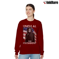 Women’s Ministry Uncle Al For President Relaxed Sweatshirt in maroon | Soft, Laid-Back Vibe