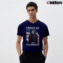 Men’s Ministry Uncle Al For President V-Neck Tee in navy | Sharp, Breathable, Everyday Staple