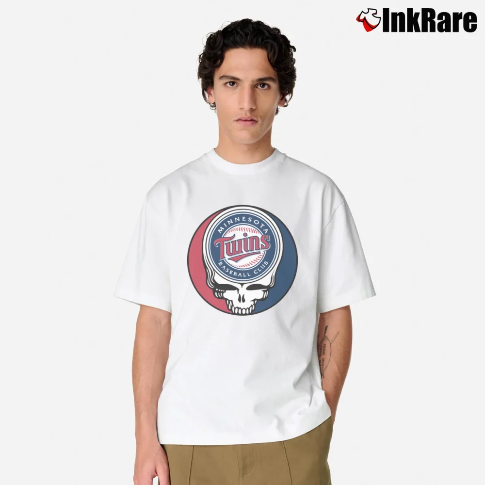 Men’s Minnesota Twins Baseball Grateful Dead Steal Your Face Classic T-Shirt in white | Soft, Breathable Everyday Wear