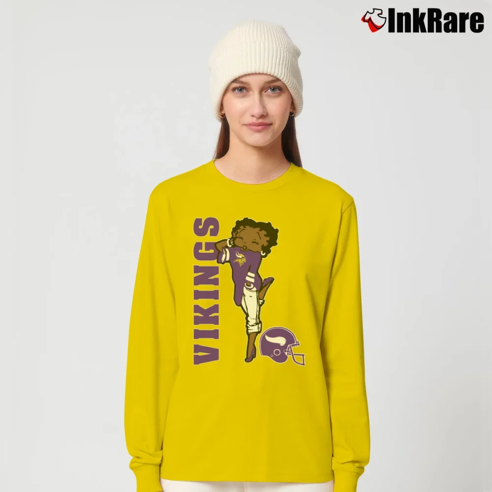 Women’s Minnesota Vikings Betty Boop NFL Football Long-Sleeve Top in yellow | Sleek, Versatile, All-Season