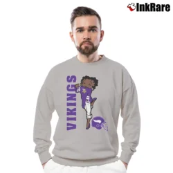 Men’s Minnesota Vikings Betty Boop NFL Football Crewneck Sweatshirt in sport grey | Cozy Fabric, Clean Style