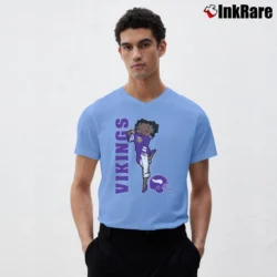 Men’s Minnesota Vikings Betty Boop NFL Football V-Neck Tee in light blue | Sharp, Breathable, Everyday Staple