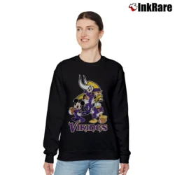 Women’s Minnesota Vikings Mickey Mouse Donald Goofy Football Relaxed Sweatshirt in black | Soft, Laid-Back Vibe