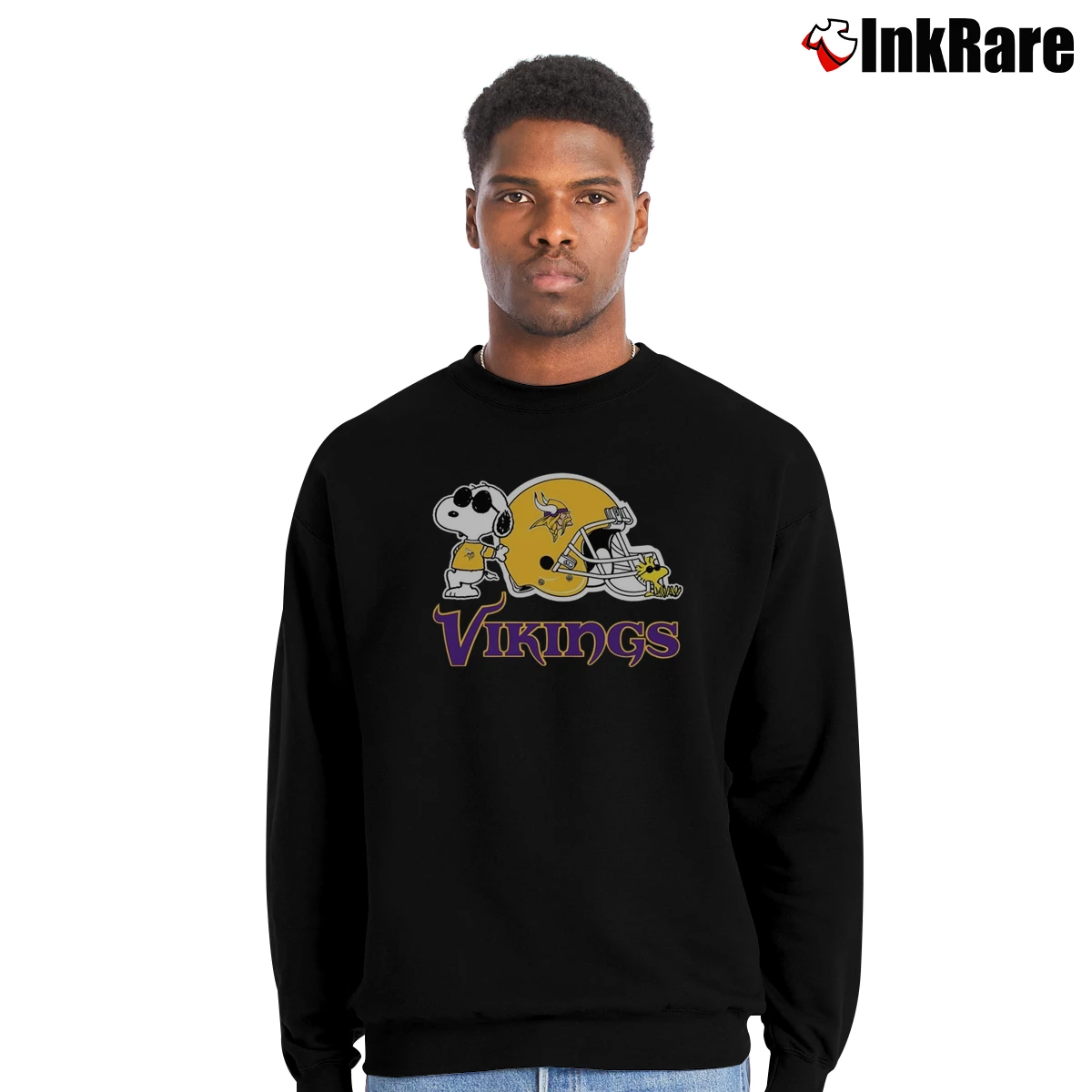 Minnesota Vikings Snoopy And Woodstock Men’s Crewneck Sweatshirt in black – Soft & Durable Men’s Minnesota Vikings Snoopy And Woodstock Crewneck Sweatshirt in black | Cozy Fabric, Clean Style