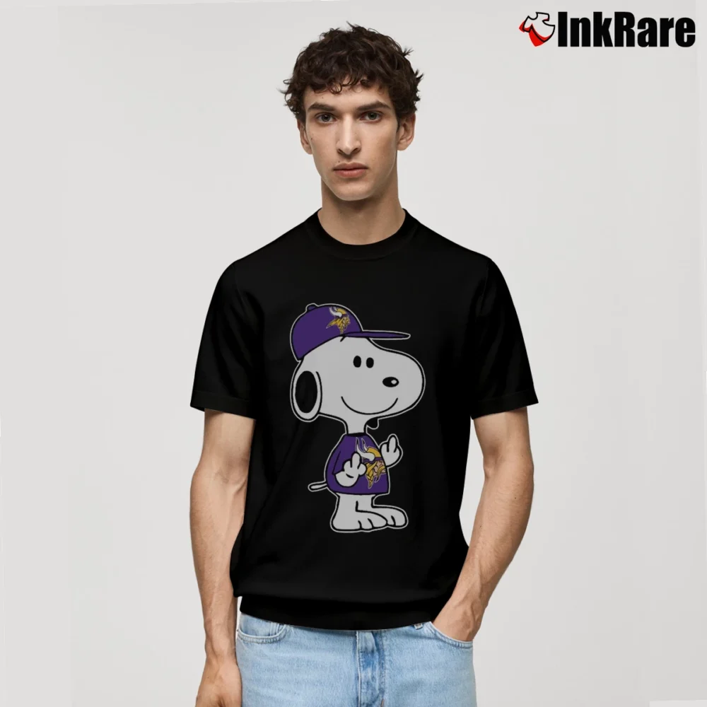Men’s Minnesota Vikings Snoopy Double Middle Fingers Fck You Classic T-Shirt in black | Soft, Breathable Everyday Wear