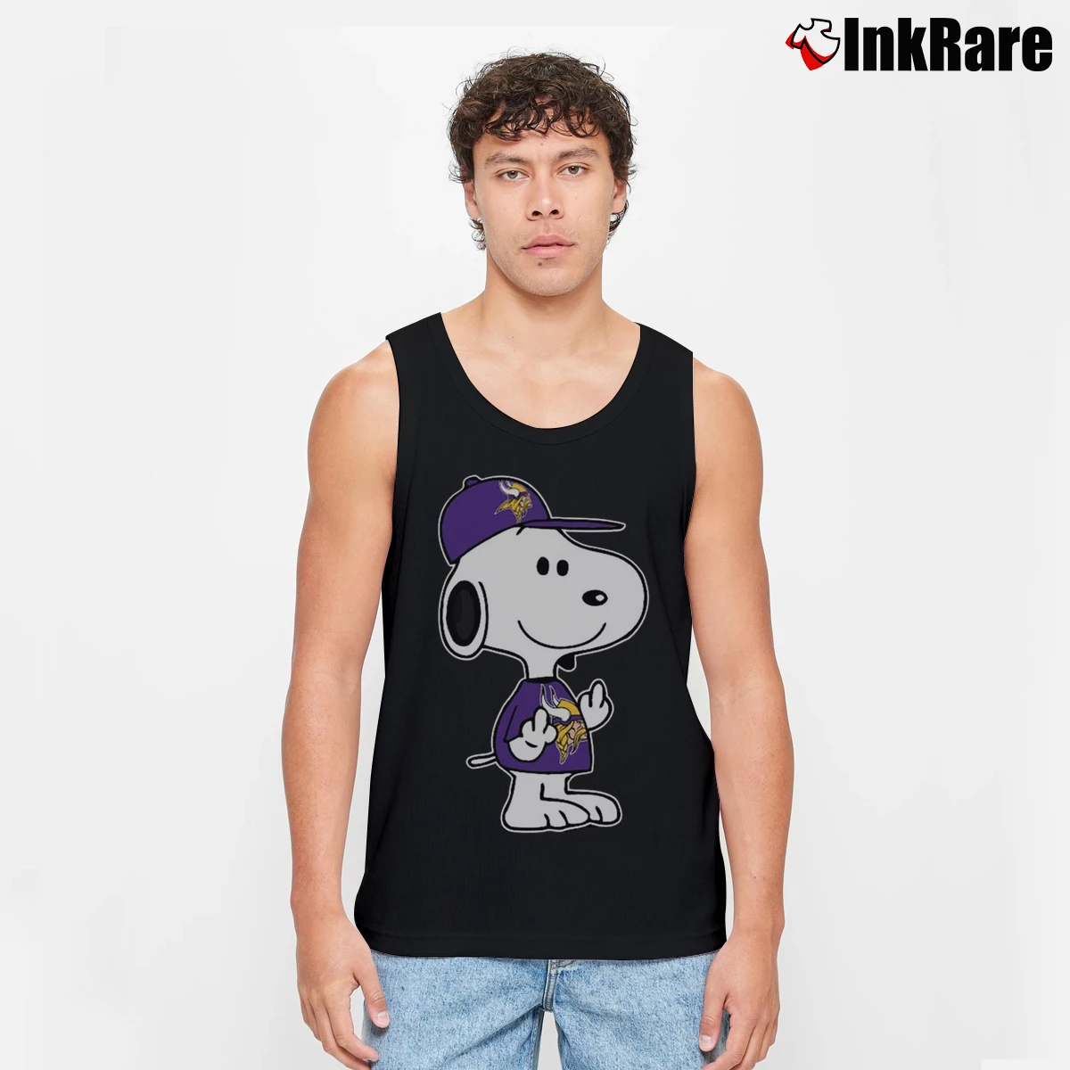 Men’s Minnesota Vikings Snoopy Double Middle Fingers Fck You Tank Top in black | Breathable, Active-Friendly Design