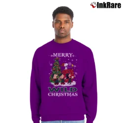 Men’s Minnesota Wild Christmas Snoopy Crewneck Sweatshirt in purple | Cozy Fabric, Clean Style