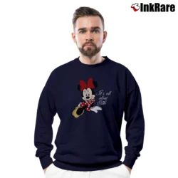 Men’s Minnie All About Me Red Crewneck Sweatshirt in navy | Cozy Fabric, Clean Style
