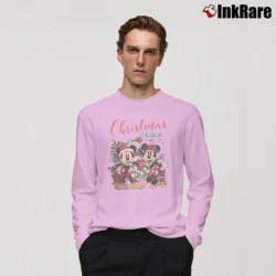 Men’s Minnie And Mickey Christmas On Main Street Long-Sleeve Shirt in light pink | Sleek, Lightweight, Year-Round Wear