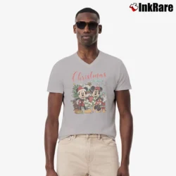 Men’s Minnie And Mickey Christmas On Main Street V-Neck Tee in sport grey | Sharp, Breathable, Everyday Staple