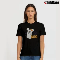 Women’s Minnie Mouse Cute Little Ghost Boo Halloween T-Shirt in black | Soft, Flattering Fit