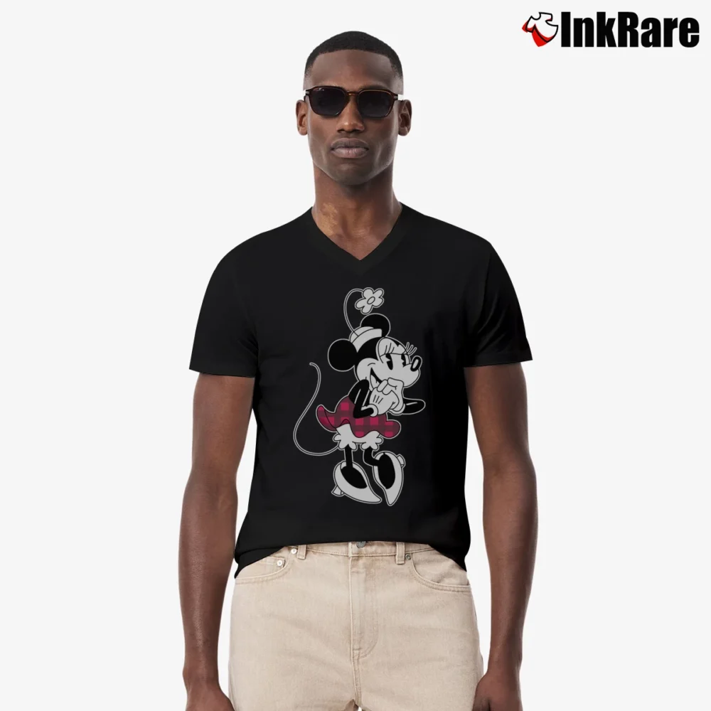 Men’s Minnie Mouse Disney Mickey V-Neck Tee in black | Sharp, Breathable, Everyday Staple