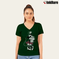 Women’s Minnie Mouse Disney Mickey V-Neck Tee in forest green | Chic Neckline, Soft Texture