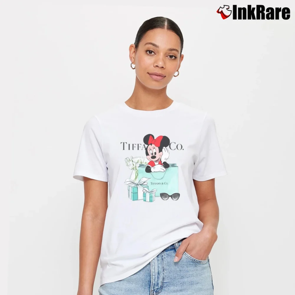 Women’s Minnie Mouse Tiffany And Co Signature T-Shirt in white | Soft, Flattering Fit