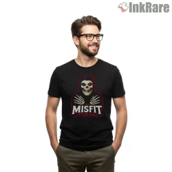 Misfit Crimson Ghost Modern Badge Logo Shirt on black short sleeve shirt for men graphic tee